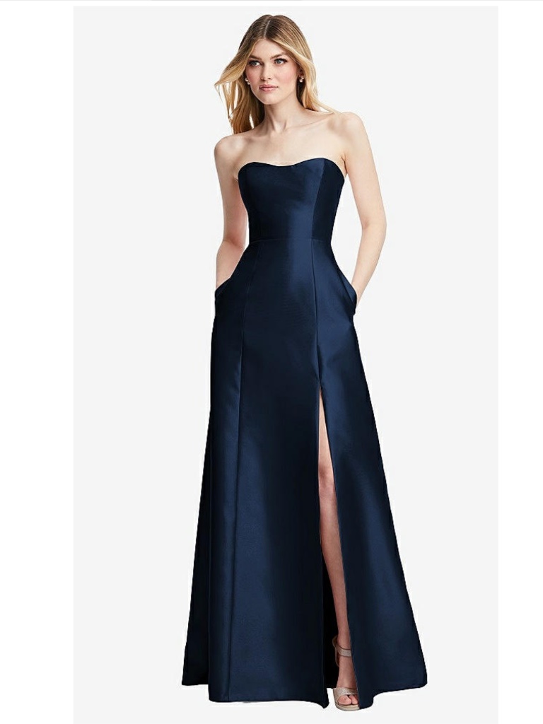 Alfred Sung: Strapless Satin A-Line Gown (Nwt)